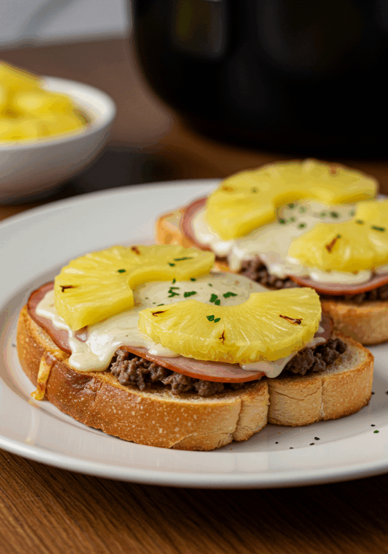 Toast Hawaii aus der Heißluftfritteuse
