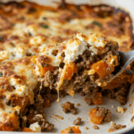 Süßkartoffel-Hackfleisch-Auflauf mit Feta
