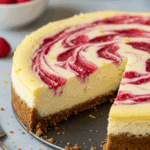 Köstlicher Zitronen-Himbeer-Swirl-Käsekuchen