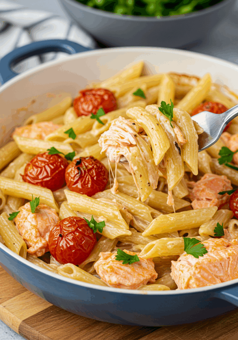 Ofen-Lachs-Pasta mit Tomaten