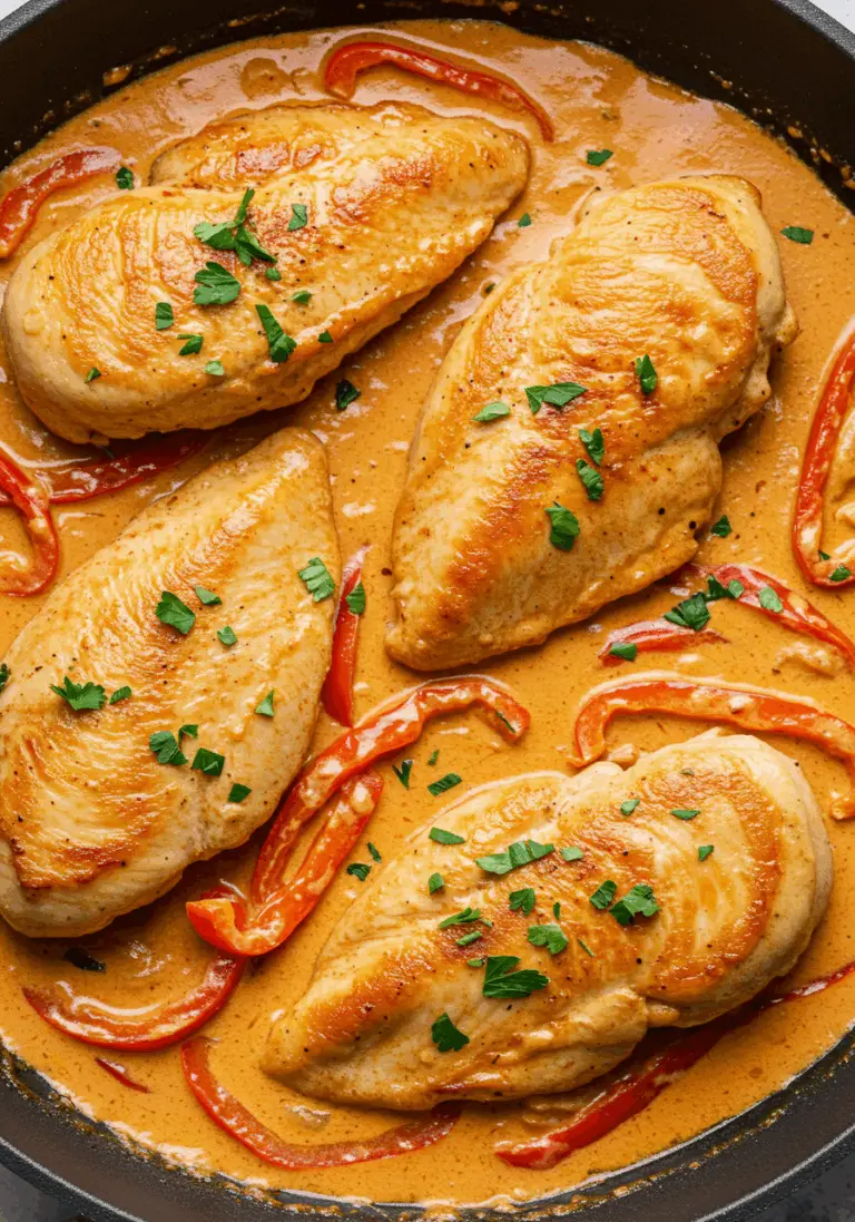 Schlemmer-Hähnchen in Paprika-Rahm-Soße