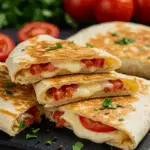 Einfacher Frühstückswrap mit Ei, Käse und Tomaten