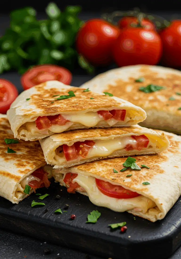Einfacher Frühstückswrap mit Ei, Käse und Tomaten
