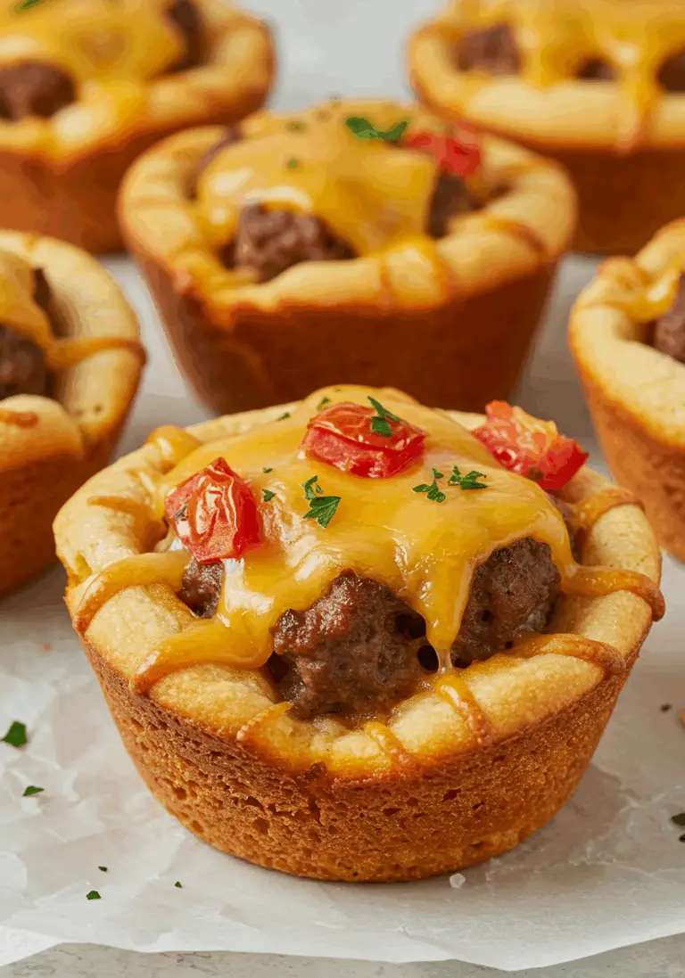 Cheeseburger Muffins mit Pizzateig