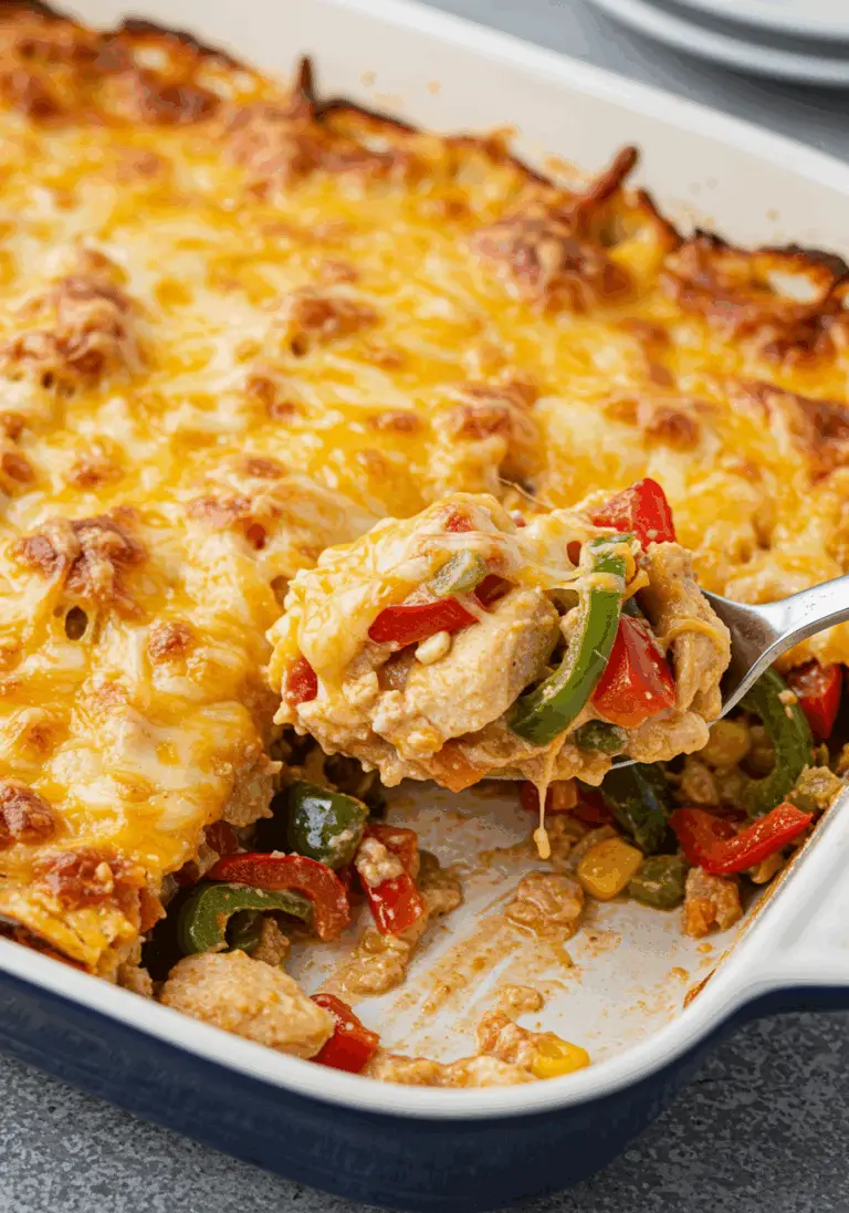 Käsiger Fajita Hähnchen Auflauf