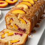 Pfirsichkuchen mit braunem Zucker-Frosting
