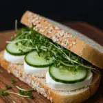 Mozzarella-Gurken-Sandwich mit Kresse