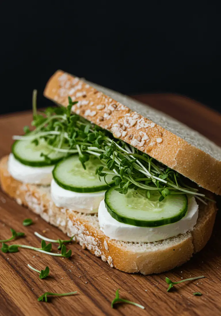 Mozzarella-Gurken-Sandwich mit Kresse