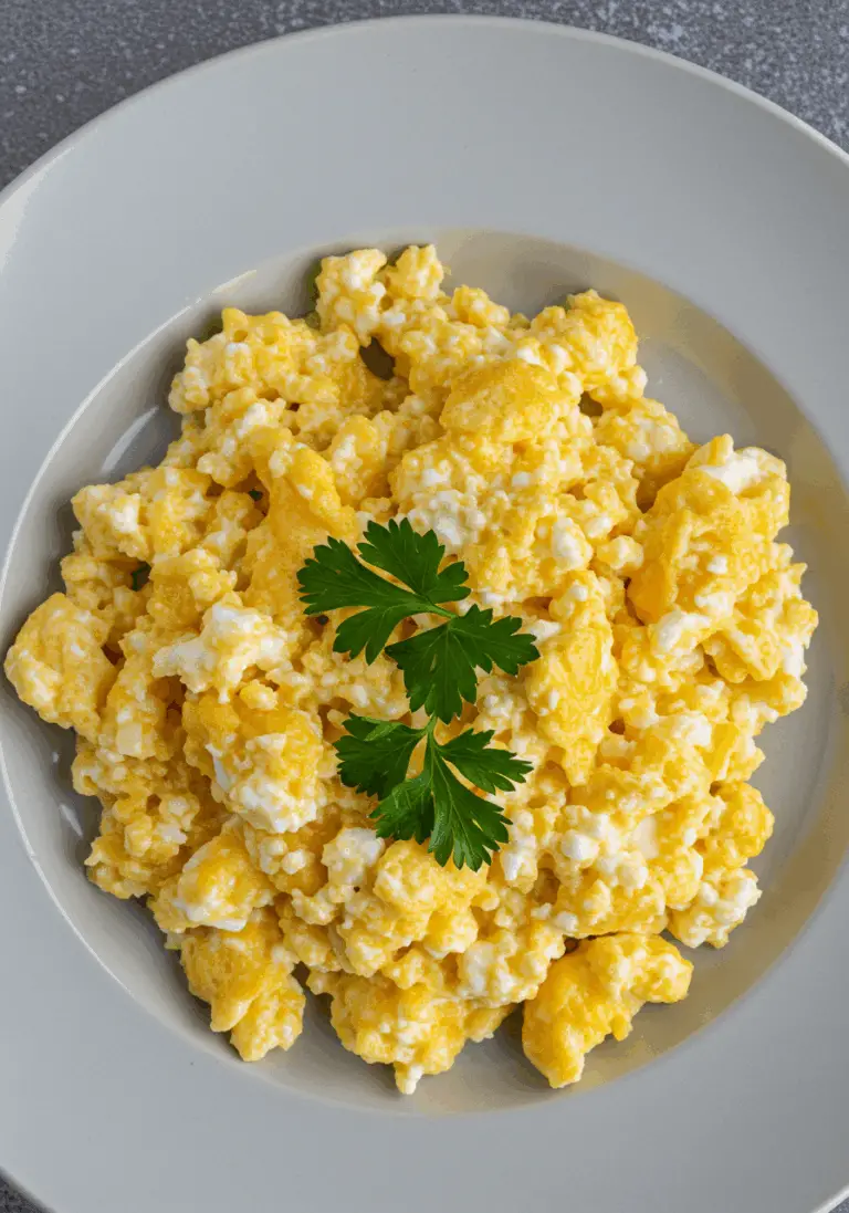 Leckeres Rührei mit Hüttenkäse