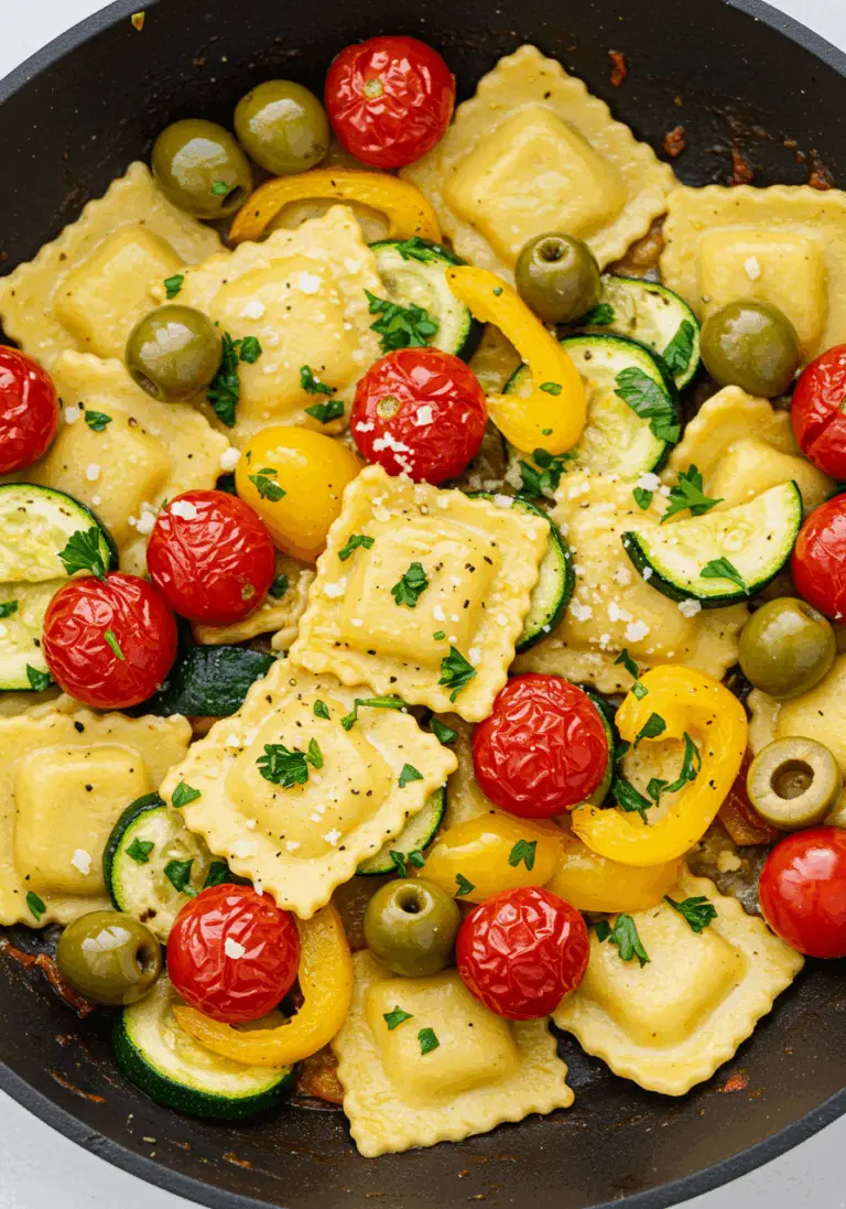 Bunte Ravioli-Gemüse-Pfanne