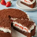 Maulwurfkuchen mit Erdbeeren