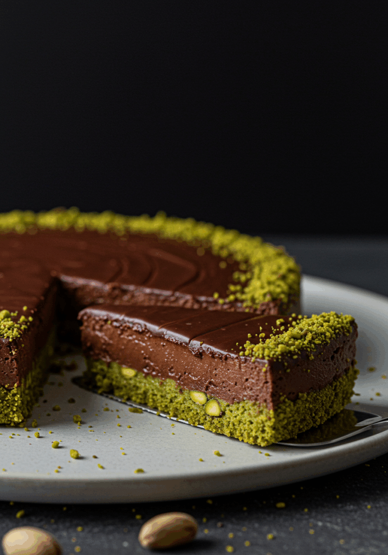 Luxuriöse Pistazien Schokoladen Torte