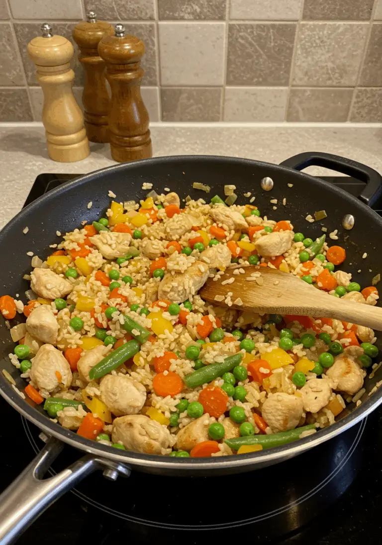 Ein-Topf-Hähnchen und Reis