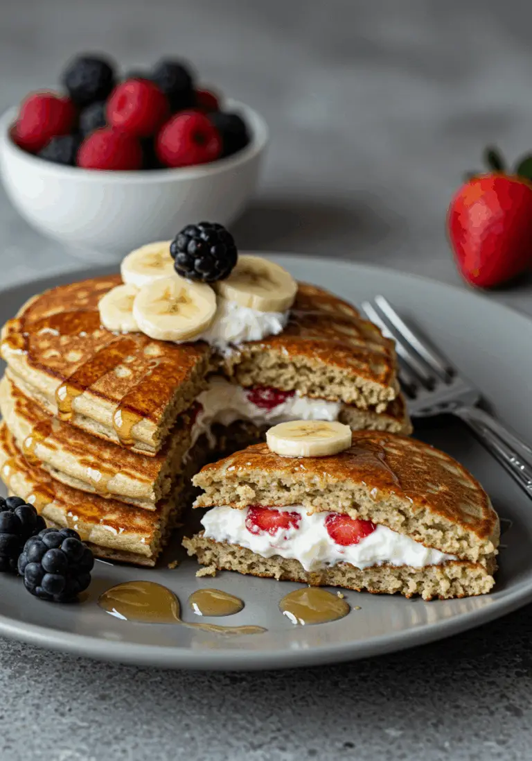 Protein Pfannkuchen Rezept mit Quark Füllung