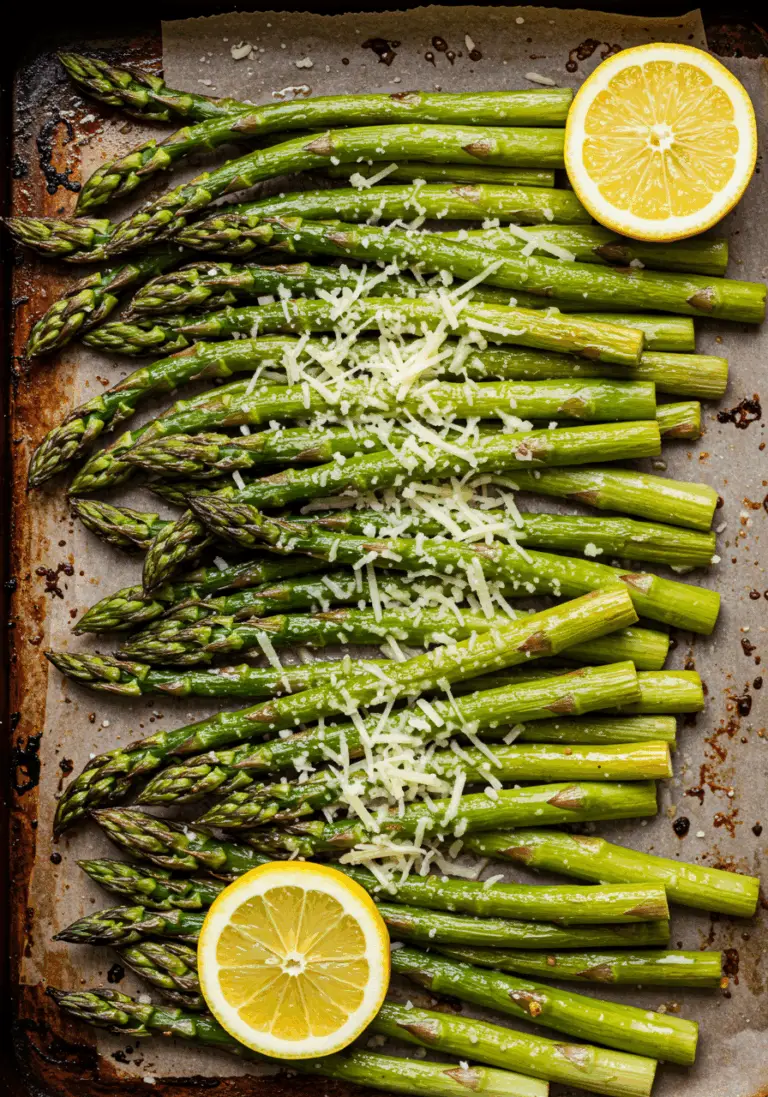 Grüner Spargel aus dem Ofen mit Parmesan