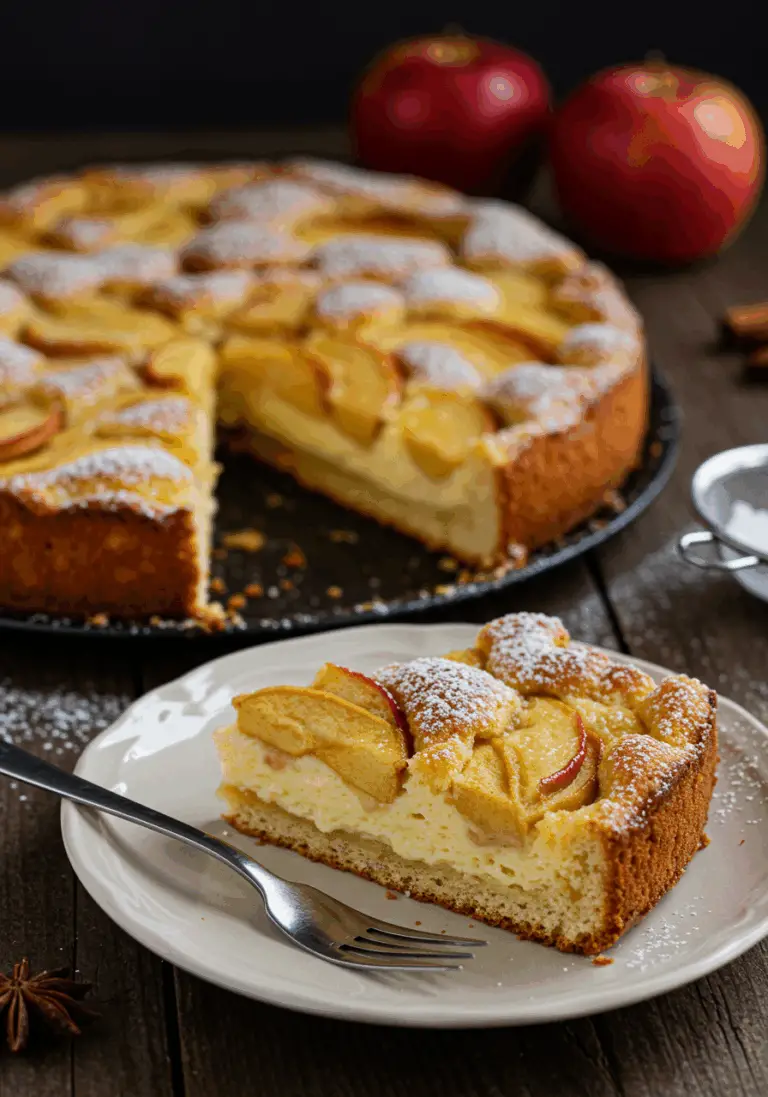 Apfelkuchen mit Pudding
