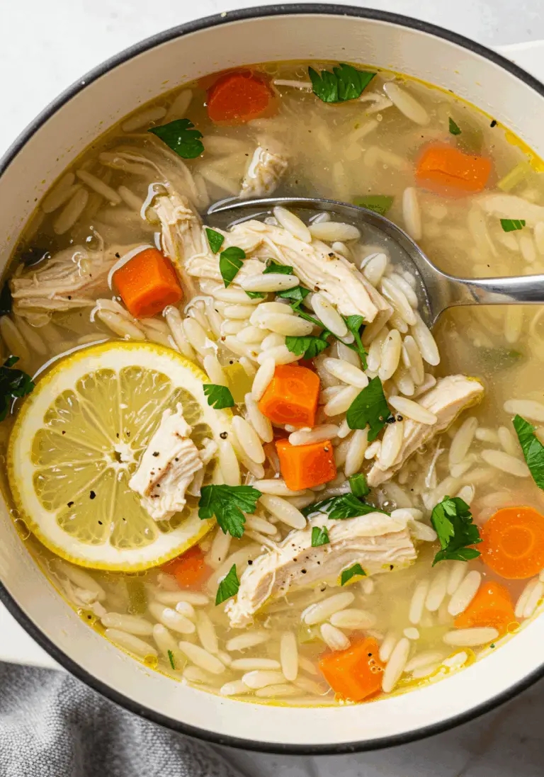 Leichte Zitronen-Hühnchen-Orzo-Suppe