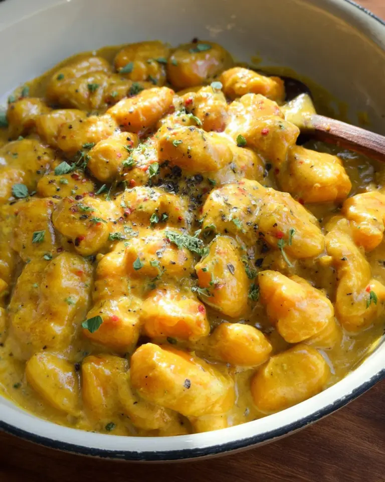 Cremige Gnocchi-Pfanne mit Kürbis und Curry