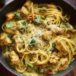 Cremige Pasta-Pfanne mit Hähnchen und Pestosauce