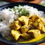 Cremiges Hähnchen-Curry mit Kokosmilch und Reis