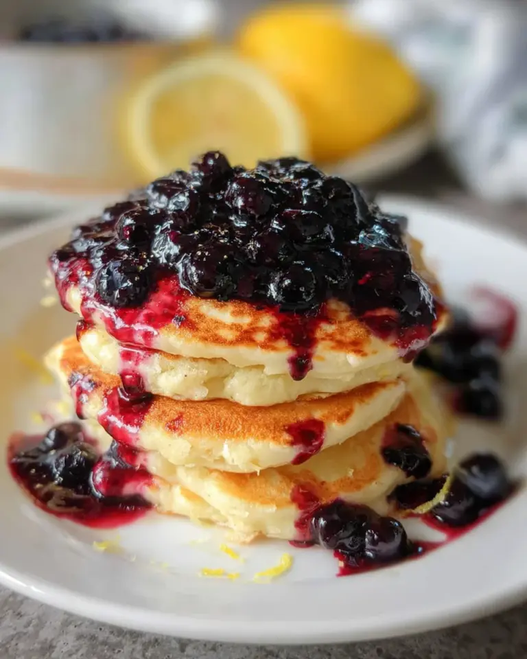 Fluffige Pancakes mit Blaubeer Sauce