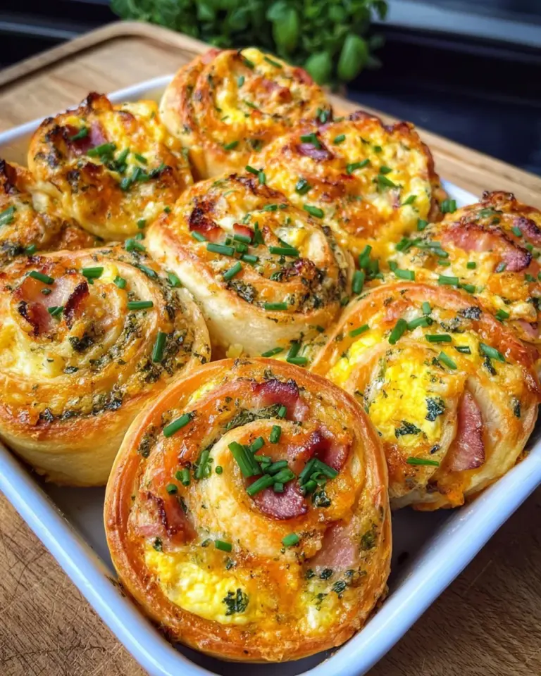 Frühstücksrollen mit Rührei, Käse und Speck