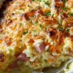 Gebackener Reis mit Schinken und Käse