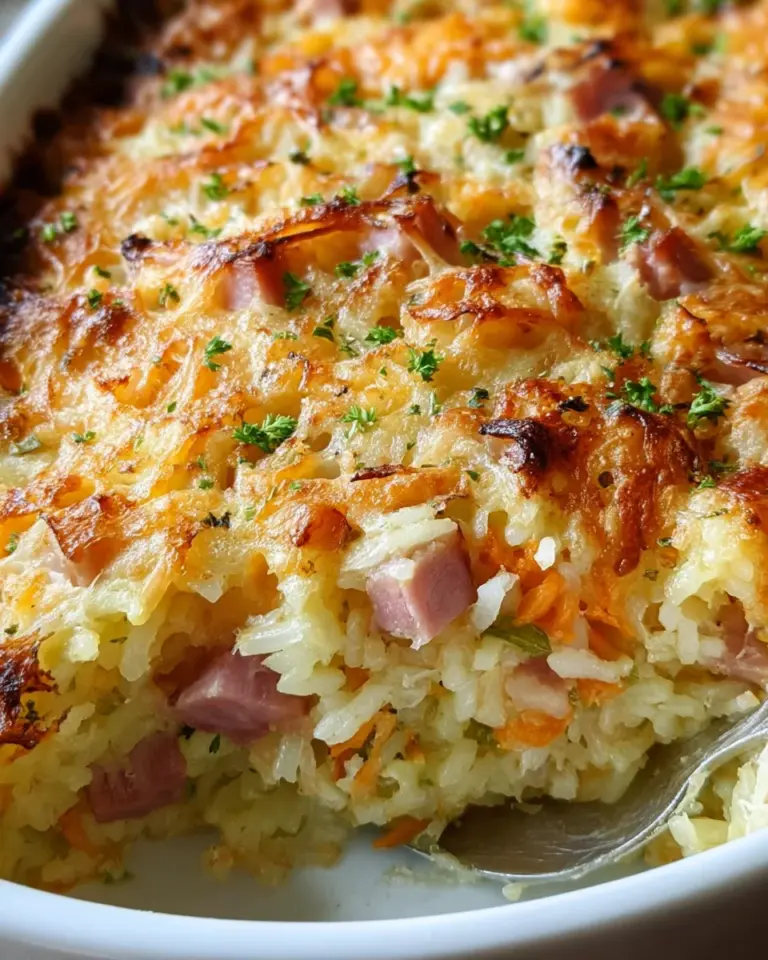 Gebackener Reis mit Schinken und Käse