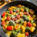 Gnocchi Pfanne mit Brokkoli und Tomaten in Pestorahm
