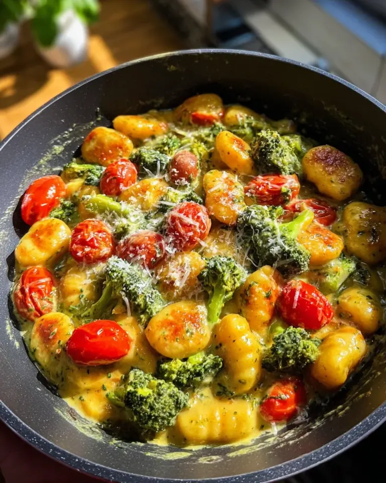 Gnocchi Pfanne mit Brokkoli und Tomaten in Pestorahm