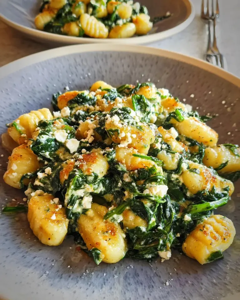 Gnocchi Pfanne mit Spinat und Feta - einfach & schnell
