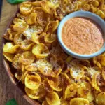 Knusprige Pasta Chips mit cremigem Dip