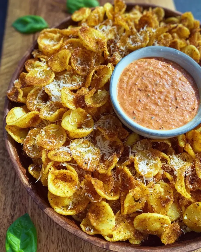 Knusprige Pasta Chips mit cremigem Dip