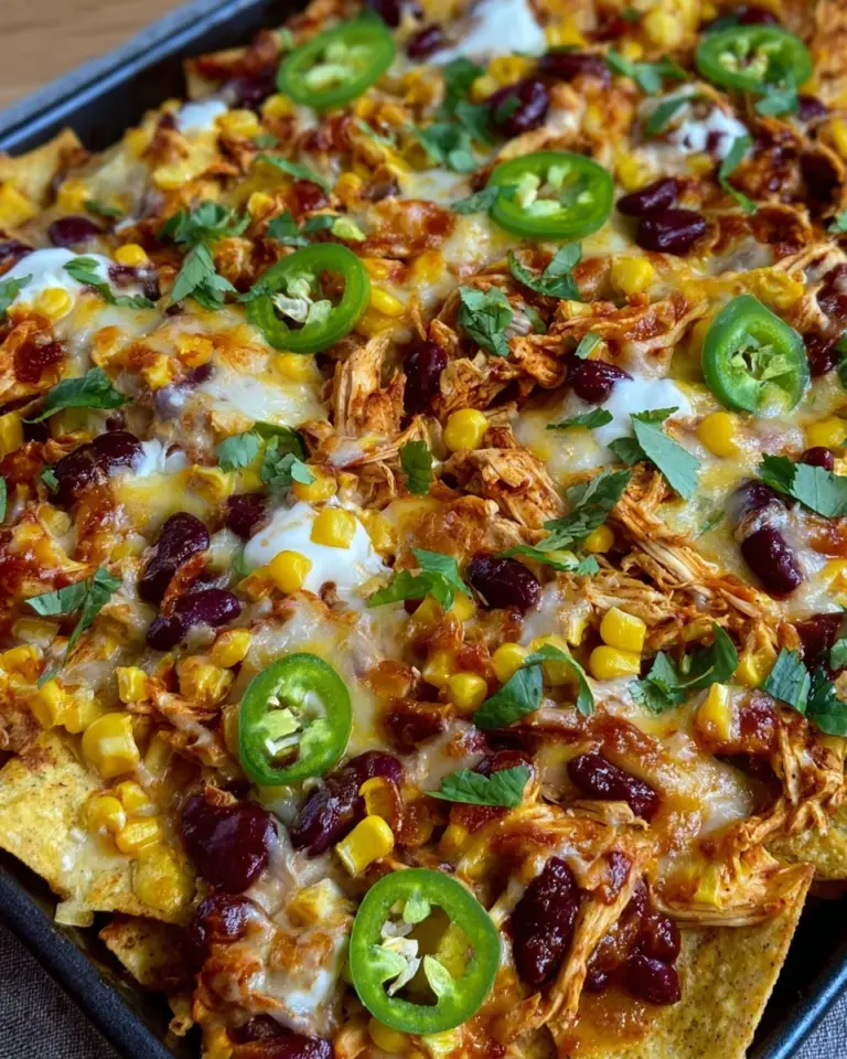 Loaded Nachos mit BBQ Hähnchen