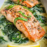 Ofenlachs mit cremigem Spinat