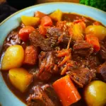 Schmortopf mit Rindfleisch, Kartoffeln und Möhren