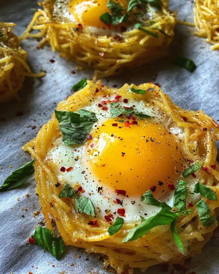 Spaghetti Nester mit Ei (schnelles Rezept)