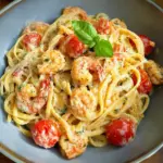 Spaghetti mit Garnelen in Frischkäsesauce