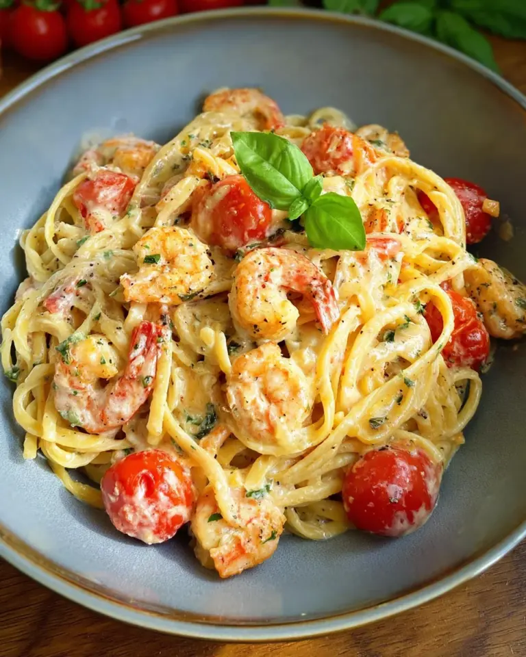 Spaghetti mit Garnelen in Frischkäsesauce