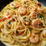 Spaghetti mit Garnelen in Frischkäsesauce