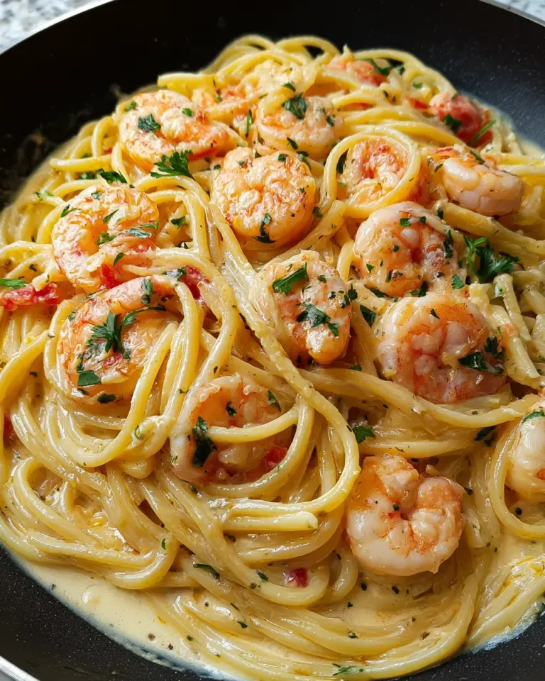 Spaghetti mit Garnelen in Frischkäsesauce