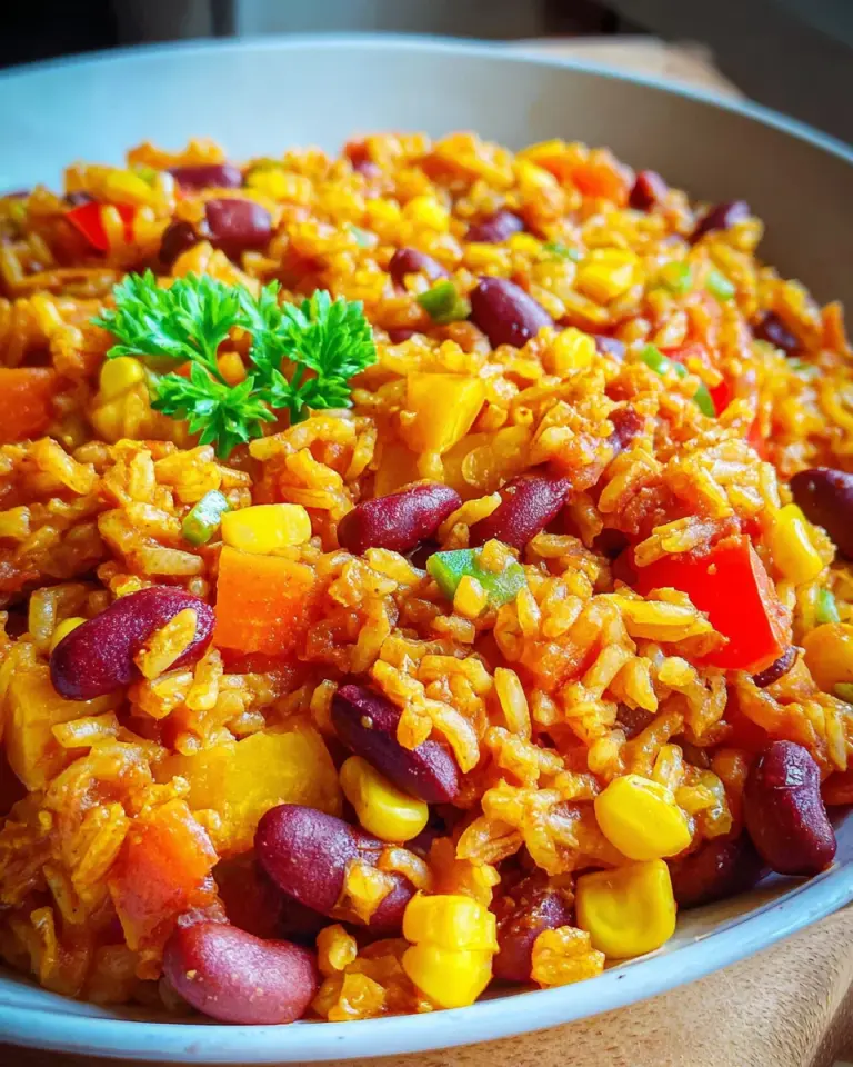 Vegane Mexikanische Reispfanne mit Bohnen & Mais