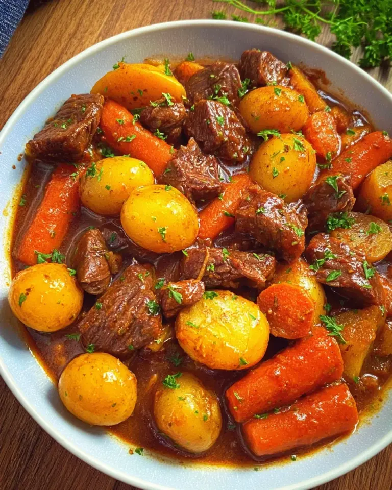 Zarter Gulasch Eintopf mit Kartoffeln und Möhren