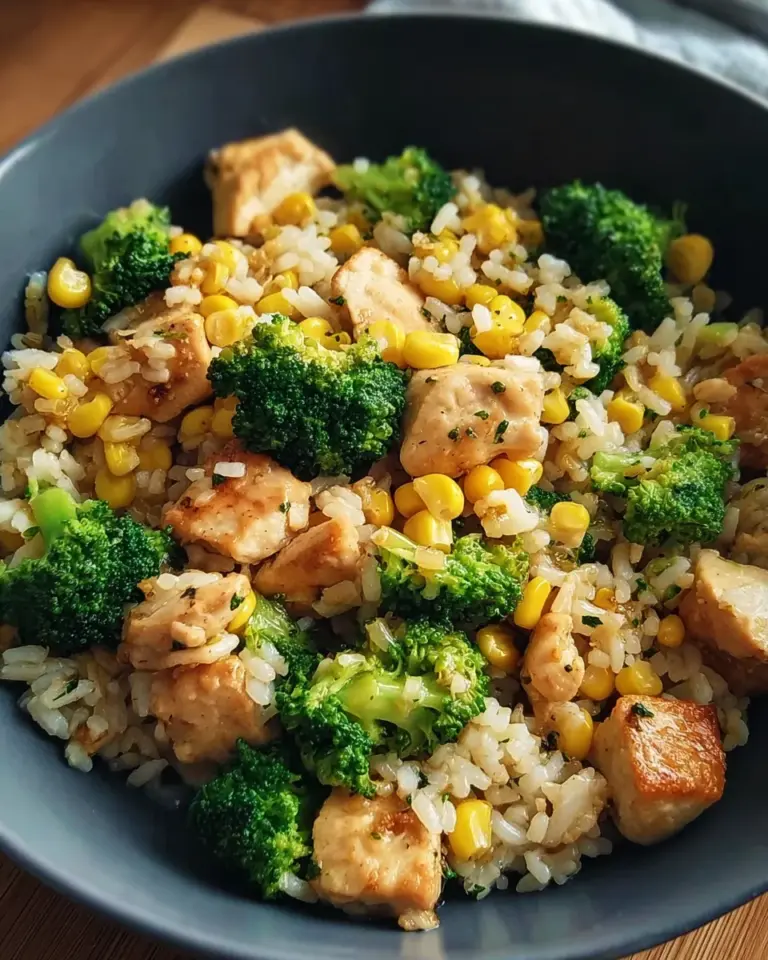 Hähnchen-Reis-Pfanne mit Brokkoli und Mais