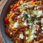 Griechischer Nudel-Hackfleisch Auflauf mit Feta