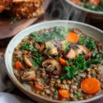 Veganer Linseneintopf mit Champignons und Möhren