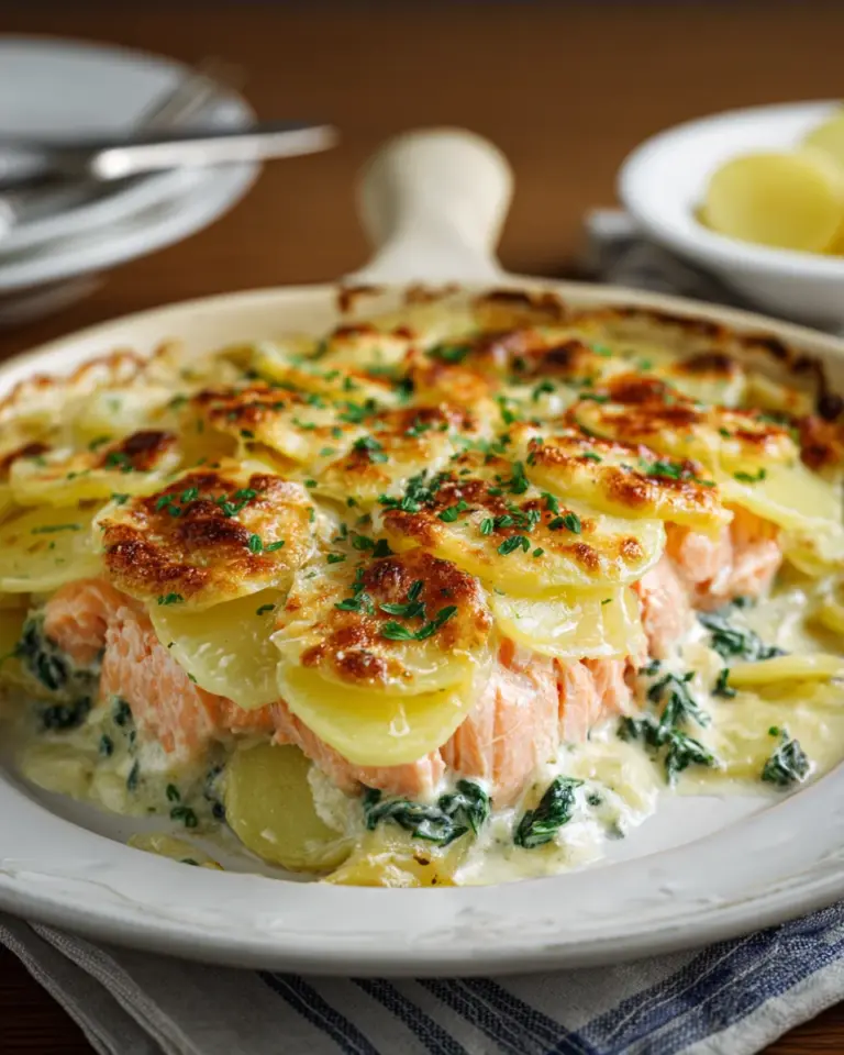 Zarter Lachs Auflauf mit Kartoffeln