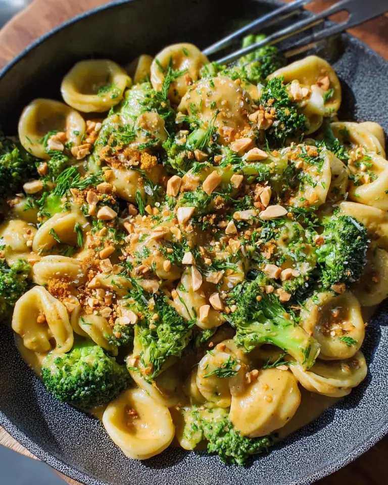 Cremige Erdnuss Brokkoli Orecchiette Pasta