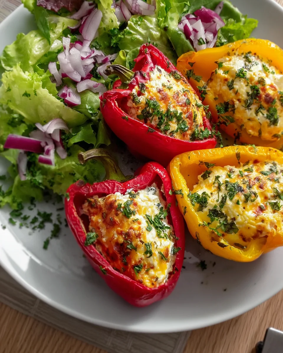 Gefüllte Feta Paprika mit buntem Salat image 2
