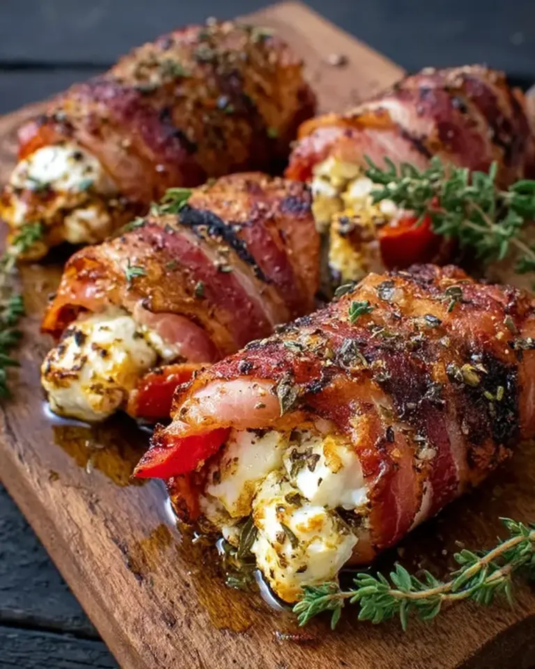 Gegrillte Feta-putenschinkenröllchen